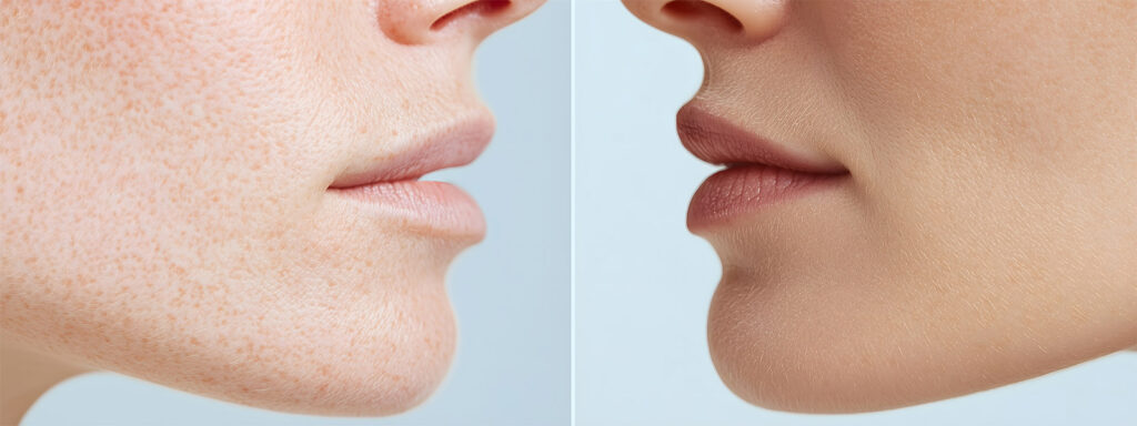 Hyperpigmentation treatment on woman's face